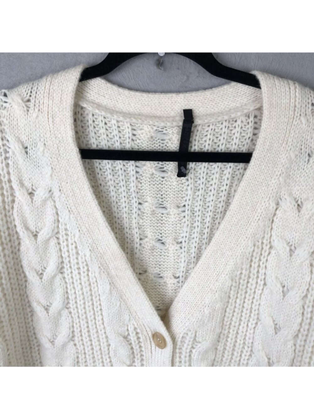 Jenni Kayne Cardigan Sweater Womens L Ivory Alpaca Wool Cable Knit Luxury Chunky - Picture 16 of 16